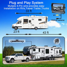 DoHonest V27 AHD 1080P 7'' TFT Monitor RV Dual Backup Camera for Trucks,Trailers,5th Wheels,Motorhomes, High-Speed Observation Plug and Play System with Super Night Vision IP69 Waterproof