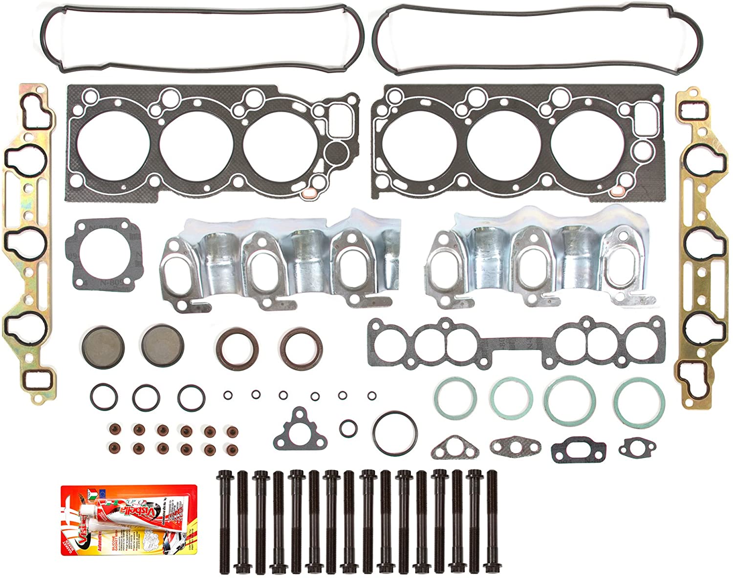Compatible With 88-95 Toyota Pickup 4Runner T-100 3.0 SOHC 3VZE Head Gasket Set Head Bolts