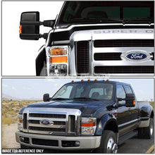 Pair Black Power Heated LED Turn Signal Light Telescoping Side Towing Mirrors Replacement for Ford Super Duty 08-16