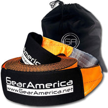 GearAmerica Recovery Tow Strap 4" x 30' | Ultra Heavy Duty 45000 lbs (22.5 US Tons) Strength | Triple Reinforced Loops + Protective Sleeves | Emergency Truck Towing | Free Storage Bag + Strap