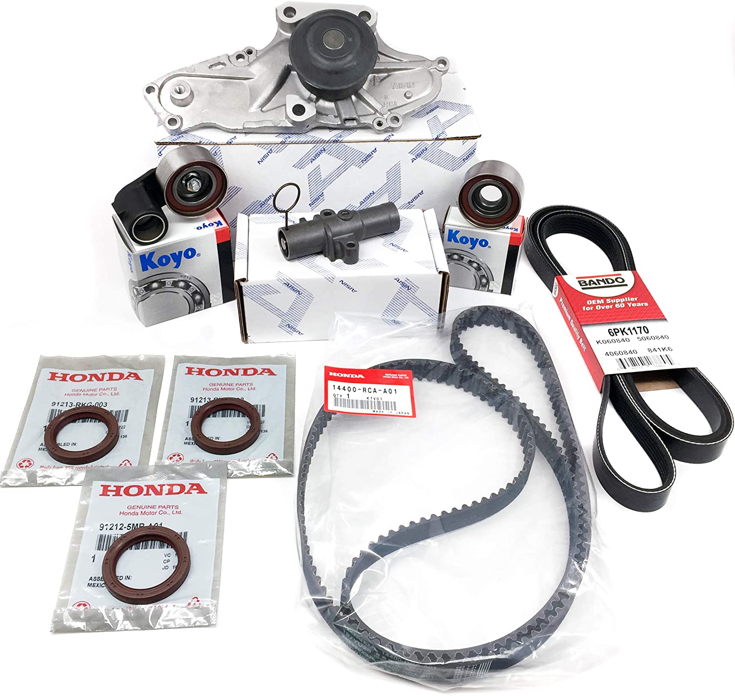 COMPLETE TIMING BELT KIT (As Pictured) GENUINE/OEM (Kit: T-belt, Water Pump, Seals, Pulleys, Hydraulic, Serp. Belt)