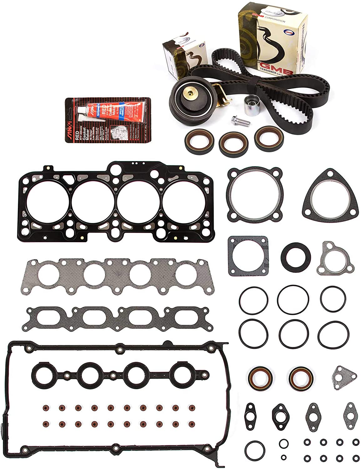 Evergreen HSTBK9018 Head Gasket Set Timing Belt Kit Compatible with/Replacement for 99-00 VW Beetle Jetta Turbo 1.8 APH AWD AWW