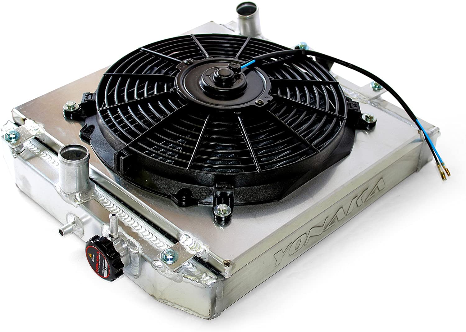 Yonaka Compatible with 92-00 Honda Civic Dual Core Lightweight Performance Aluminum Radiator w/Shroud & Fan Kit