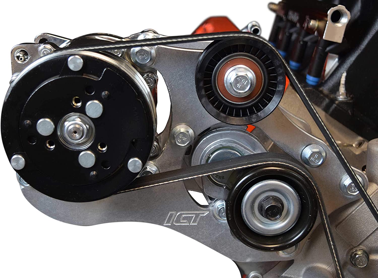 ICT Billet LS Corvette SUV A/C Air Conditioner Compressor Bracket Kit for Sanden 508 LSX AC LS1 LM7 LR4 LQ4 L59 LQ9 LM4 L33 L92 L76 LY2 LY5 LY6 LC9 LH8 LMG L98 L99 L96 LC8 551494X-1