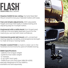 Fastway Flash Solid Steel 49-00-5900 Adjustable Steel Ball Mount with 10 Inch Drop, 2 Inch Shank, and Chrome Plated Balls