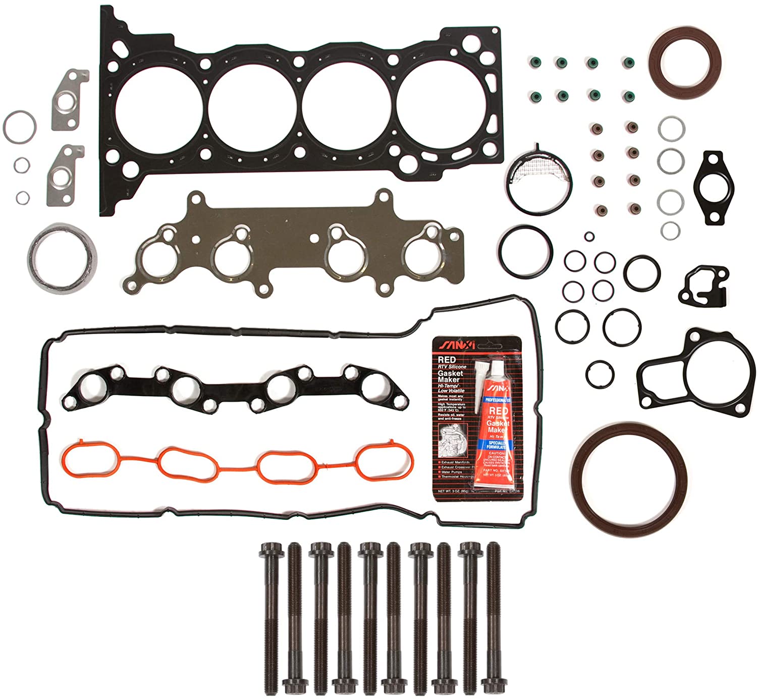 Evergreen FSHB2051 Full Gasket Set Head Bolts Fit 05-10 Toyota Tacoma 2.7L DOHC 16V 2TRFE