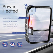 MOSTPLUS Power Heated Towing Mirrors Compatible for Chevy Silverado Suburban Tahoe GMC Serria Yukon 1999-2002 w/Sequential Turn light, Parking Lamp, Running Light (Set of 2) (Black)