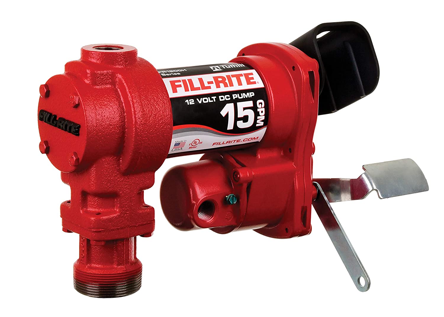 Fill-Rite FR1210HA 12V 15 GPM Fuel Transfer Pump (Unleaded Auto Nozzle, Discharge Hose, Suction Pipe)