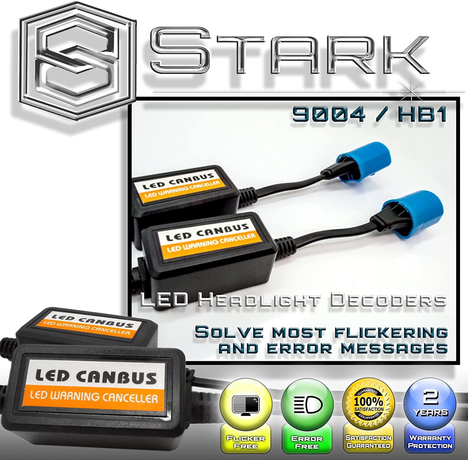 PAIR LED Conversion Kit Headlight Canbus Error Free Anti Flickering Resistor Decoder - 9006 HB4