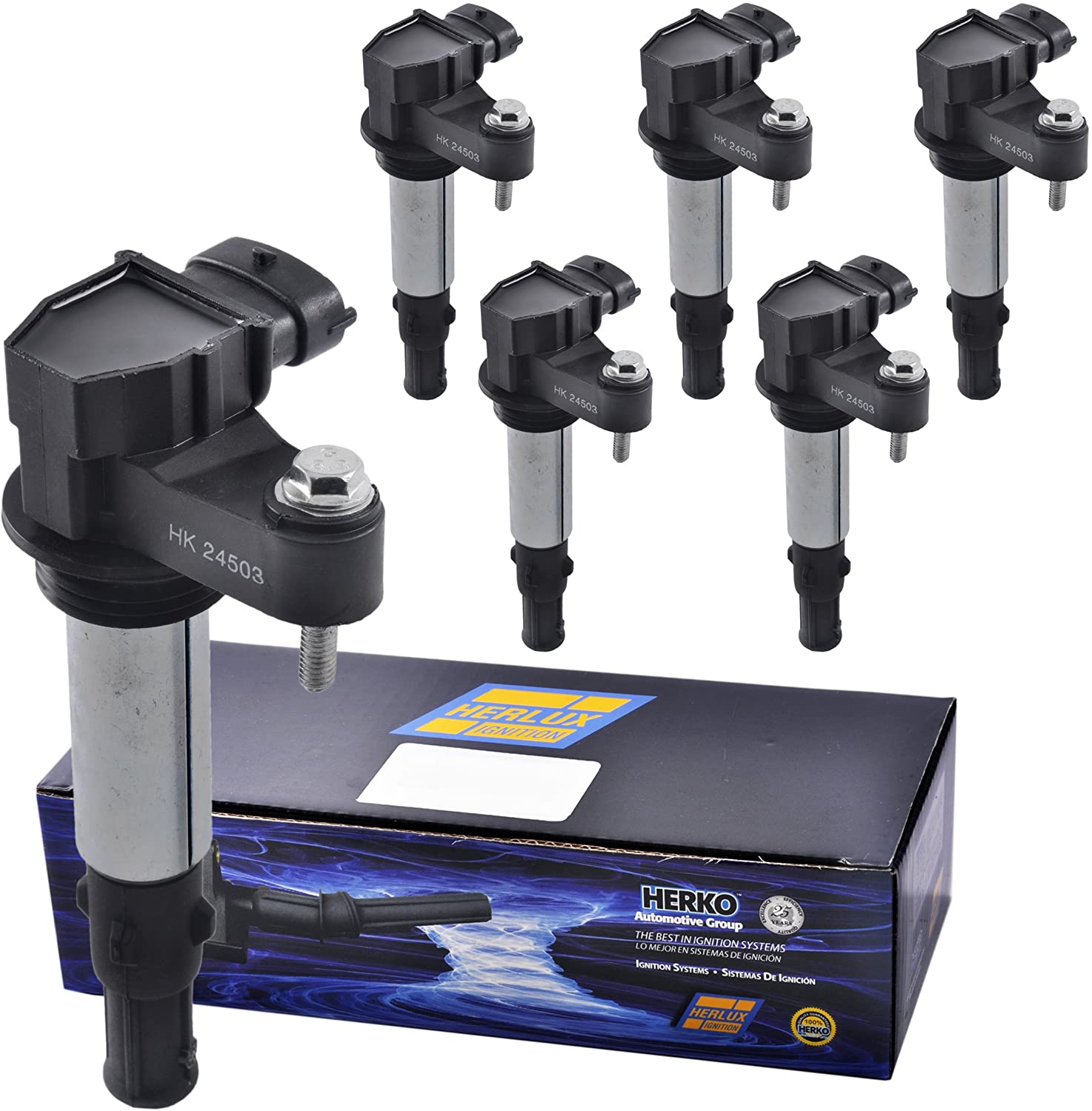 Set of 6 Herko B057 Ignition Coils For Buick Cadillac Saab 2.0L 2.8L 3.6L 04-09