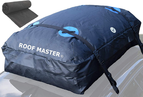 P.I. AUTO STORE ROOFMASTER Rooftop Cargo Carrier for All Cars & Automobiles with or Without Roof Rack. Unique Waterproof Design - 16 Cu ft Roof Bag. Includes Roof Top Mat
