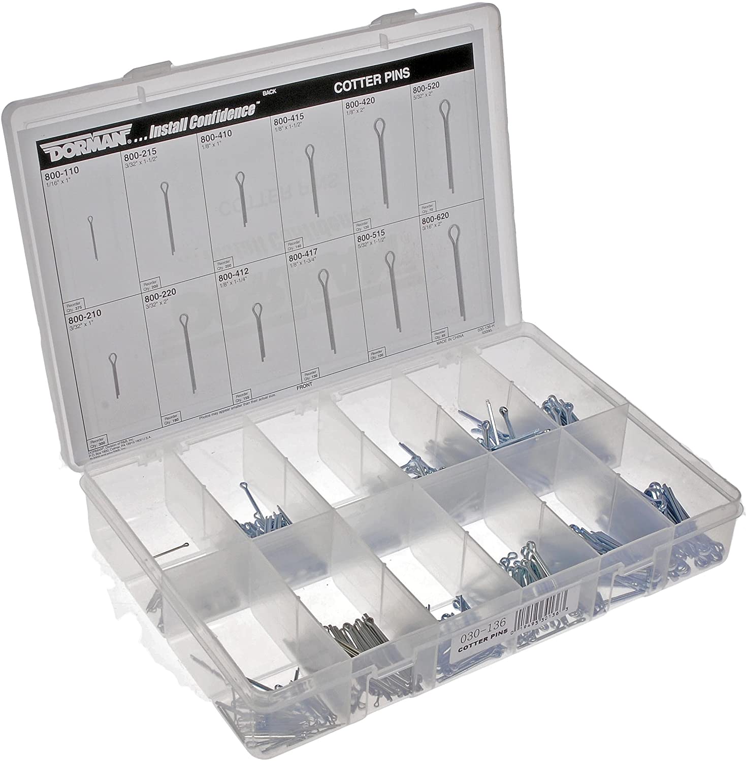 Dorman 030-136 Cotter Pin Tech Tray, 12 SKUs/390 Piece