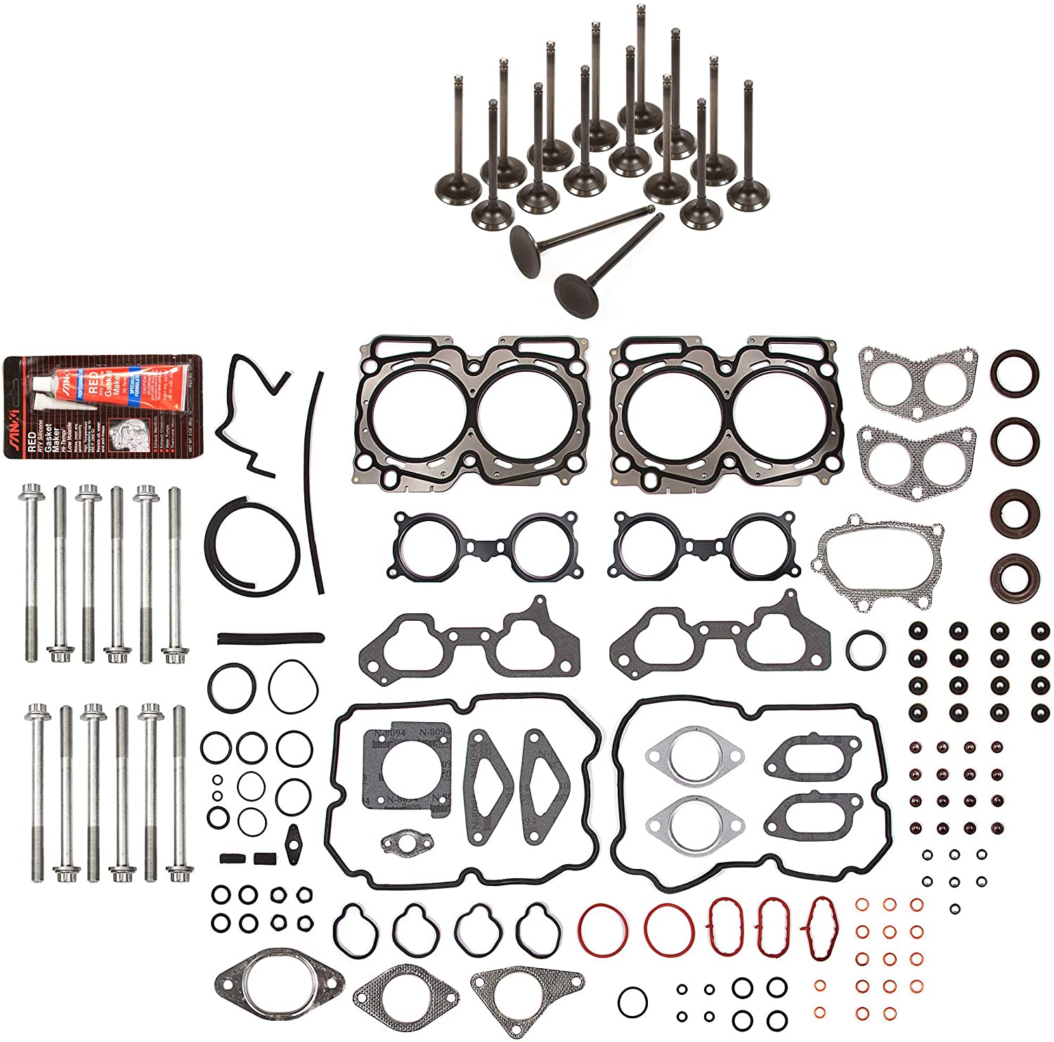 Evergreen HSHBIEV9013 Head Gasket Set Intake Exhaust Valves Compatible with 04-06 Subaru Turbo 2.5L DOHC EJ255
