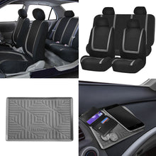 FH Group FB032102 Unique Flat Cloth Pair Set Seat Covers w. 2 Detachable Headrests,Gray/Black- Fit Most Car, Truck, SUV, or Van
