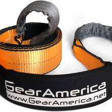 GearAmerica Recovery Tow Strap 4" x 30' | Ultra Heavy Duty 45000 lbs (22.5 US Tons) Strength | Triple Reinforced Loops + Protective Sleeves | Emergency Truck Towing | Free Storage Bag + Strap