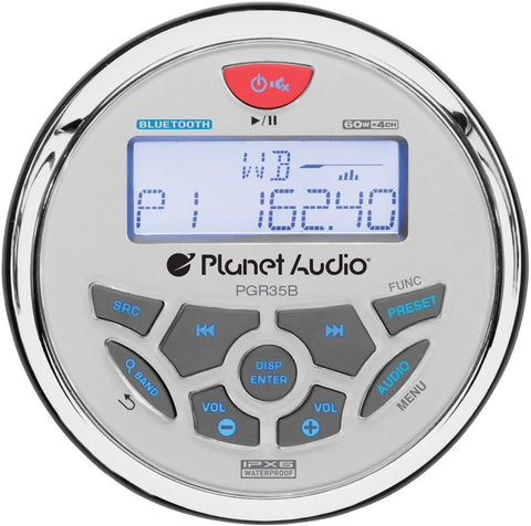 Planet Audio PGR35B Weatherproof Marine Gauge Receiver - Bluetooth, Digital Media MP3 Player, No CD Player, USB Port, AUX-In, AM/FM Radio Receiver