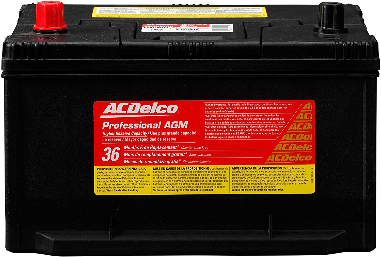 ACDelco 65AGMHR Professional AGM Automotive BCI Group 65 Battery