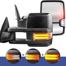 MOSTPLUS Power Heated Towing Mirrors Compatible for Chevy Silverado Suburban Tahoe GMC Serria Yukon 1999-2002 w/Sequential Turn light, Parking Lamp, Running Light (Set of 2) (Black) (Black)