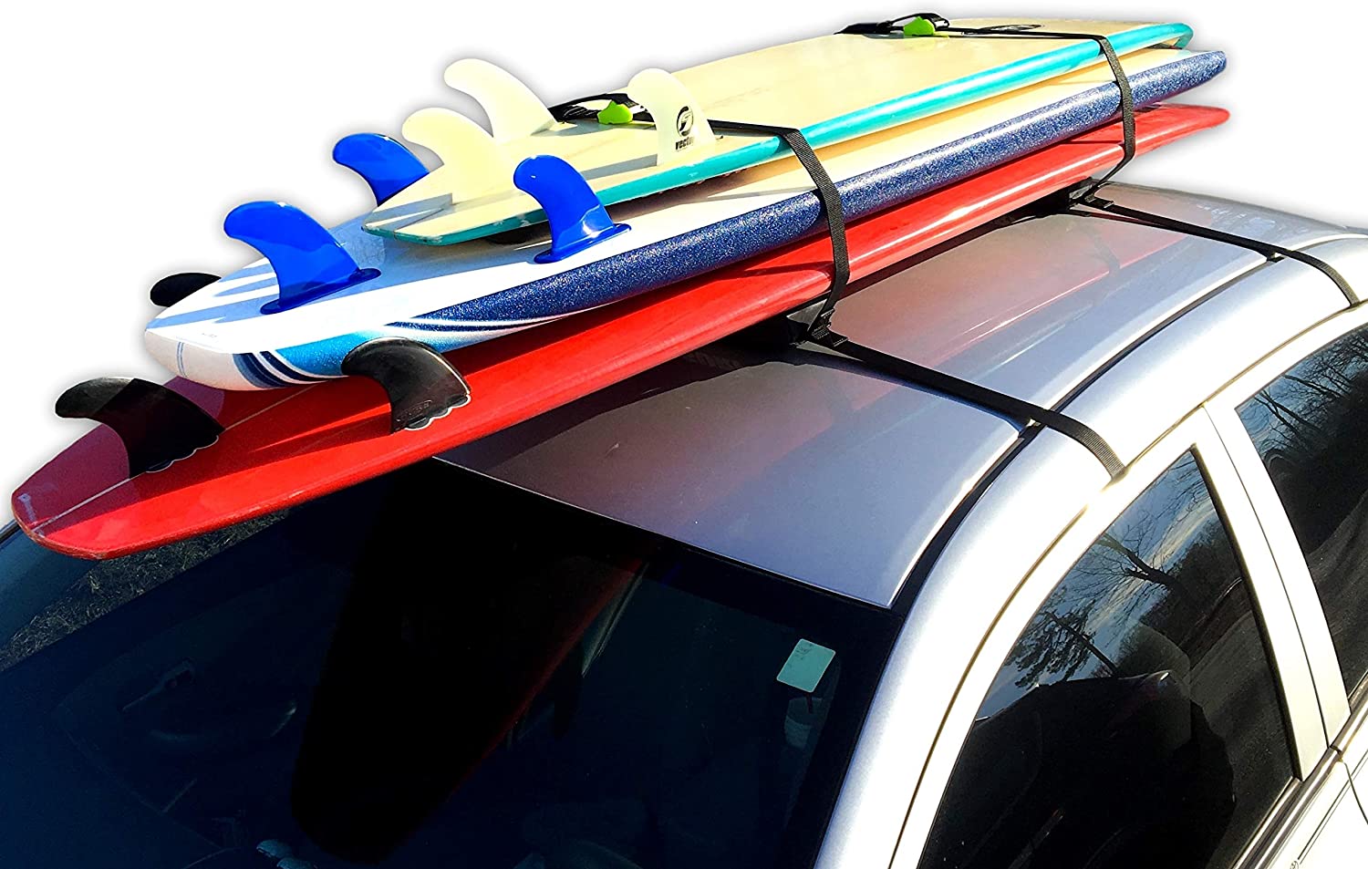Block Surf - Wrap Rax Double - Surfboard Soft Roof Racks with Corrosion Resistant Buckles, Universal Fit for Cars, Trucks and SUVs - Carries Long Boards, Short Boards, and Soft Tops