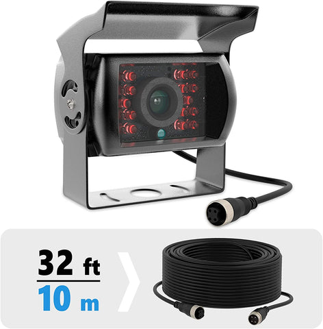 Heavy Duty Backup Camera for Trucks - RCA Backup Camera - Weatherproof Rearview Camera with CMOS Sensor - Night Vision Cam for Trailer, Bus, Van with 33-ft Cable and RCA Coupler