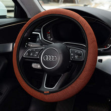 KAFEEK Steering Wheel Cover, Universal 15 inch, Microfiber Breathable Ice Silk, Anti-Slip, Odorless, Easy Carry, Browm