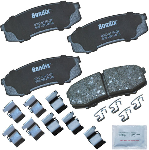 Bendix Premium Copper Free CFC606 Ceramic Brake Pad (with Installation Hardware Rear)