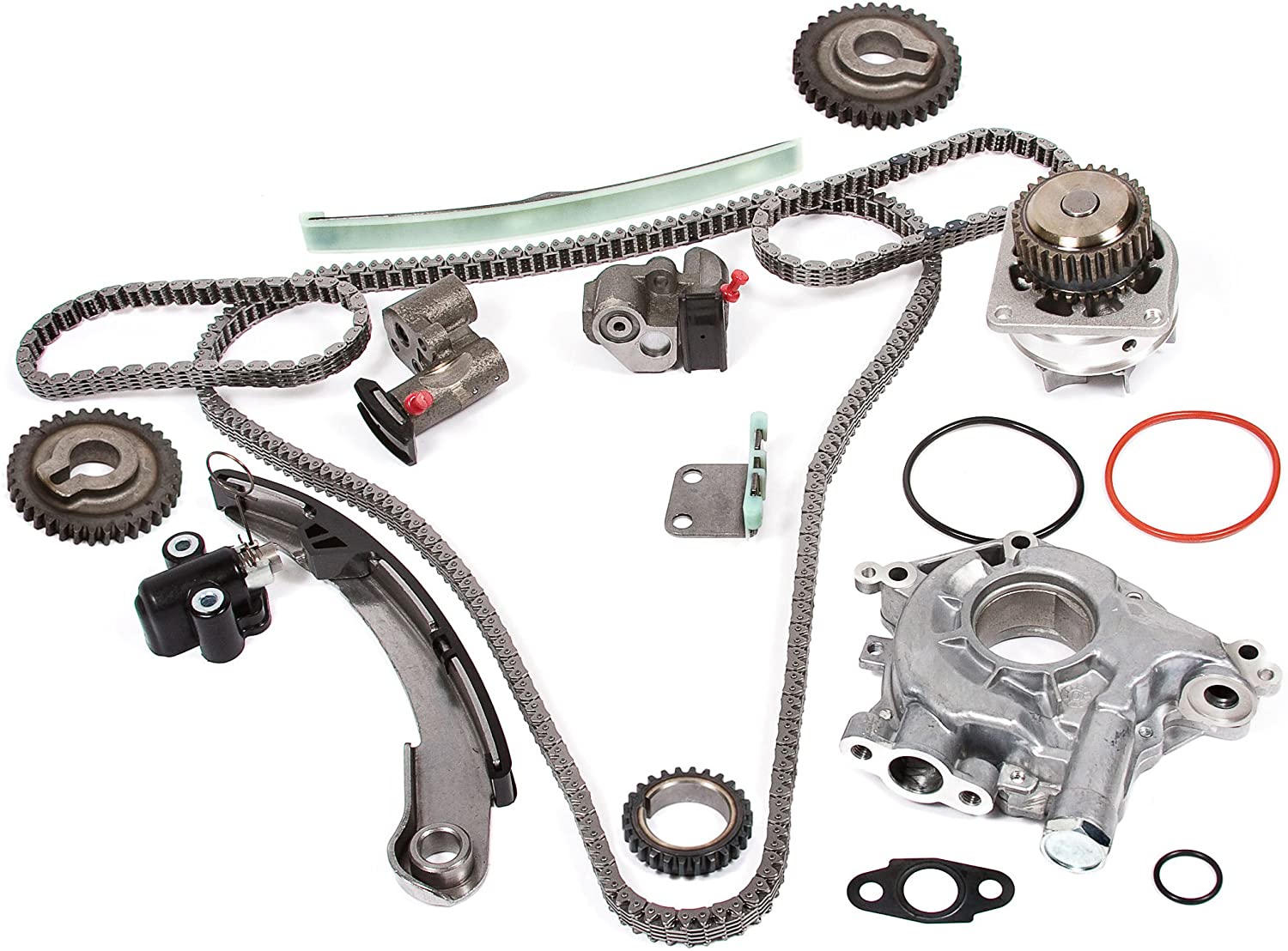 Evergreen TK3034WOPT Timing Chain Kit, Oil Pump, and Water Pump Compatible With 04-09 Nissan Altima Maxima Quest 3.5L VQ35DE
