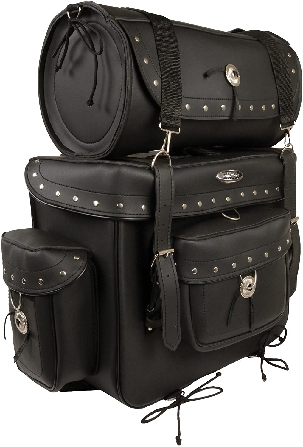 Milwaukee Leather SH538-BLK-PCS Black Large PVC 2 Piece Touring Pack (18X16X9) (Large)