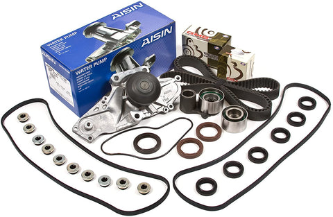 Evergreen TBK286VCA Compatible With 97-04 Honda Accord Odyssey Pilot Acura 3.0 3.2 & 3.5L Timing Belt Kit Valve Cover Gasket AISIN Water Pump