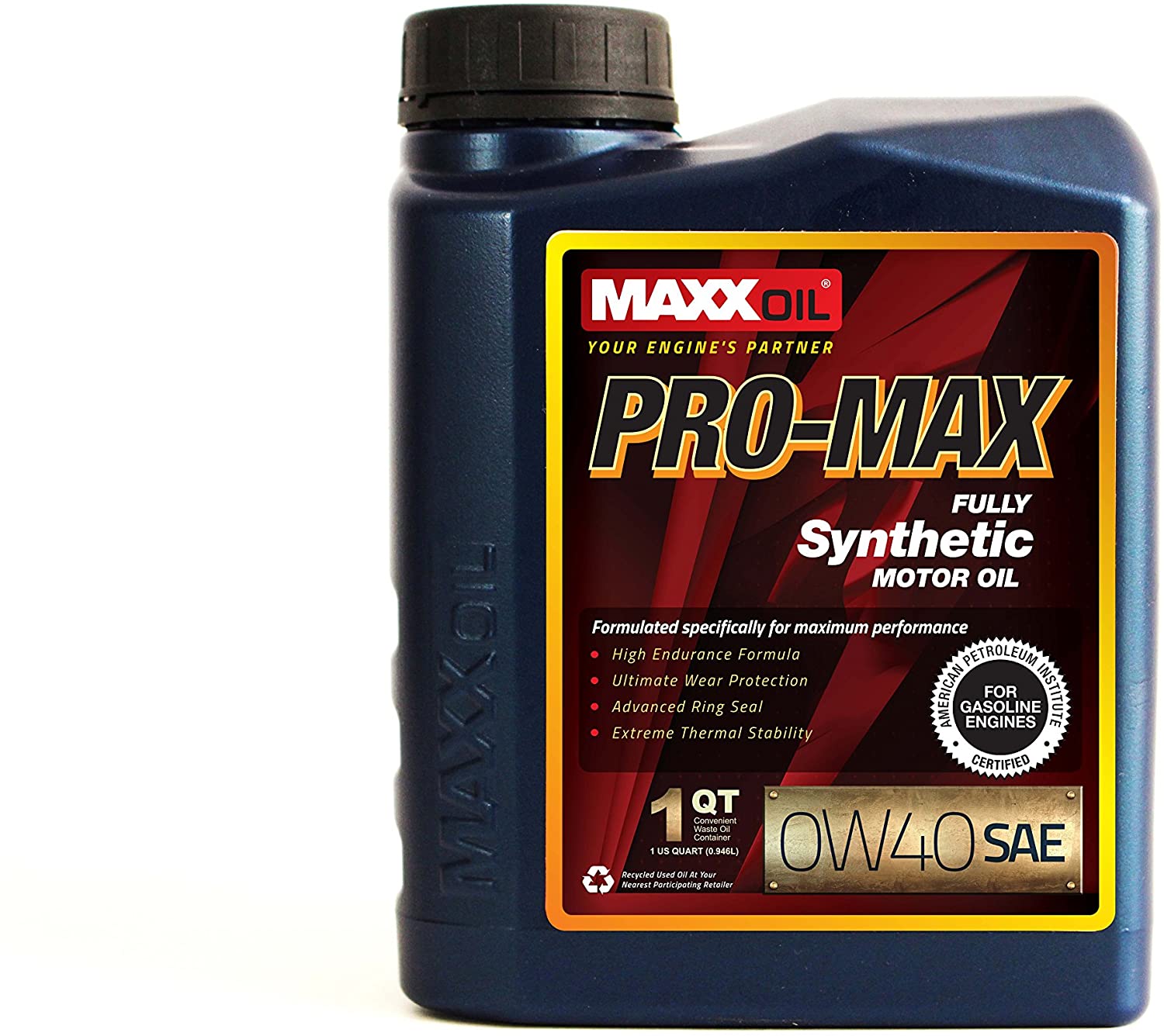 Maxx Oil PRO MAX 0W40 Premium Synthetic Motor Oil - 1 Quart