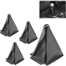 EZAUTOWRAP Universal Shift Knob Shifter Boot Cover Carbon Fiber Style Black with Red Stitches PVC Leather MT at Sport PVC Leather