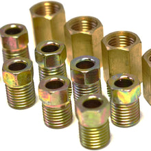 A-Team Performance 12 Piece 3/8 Inch-24 Threads Brake Line Fittings Assortment for 3/16 Inch Tube (4 Unions, 8 Nuts)