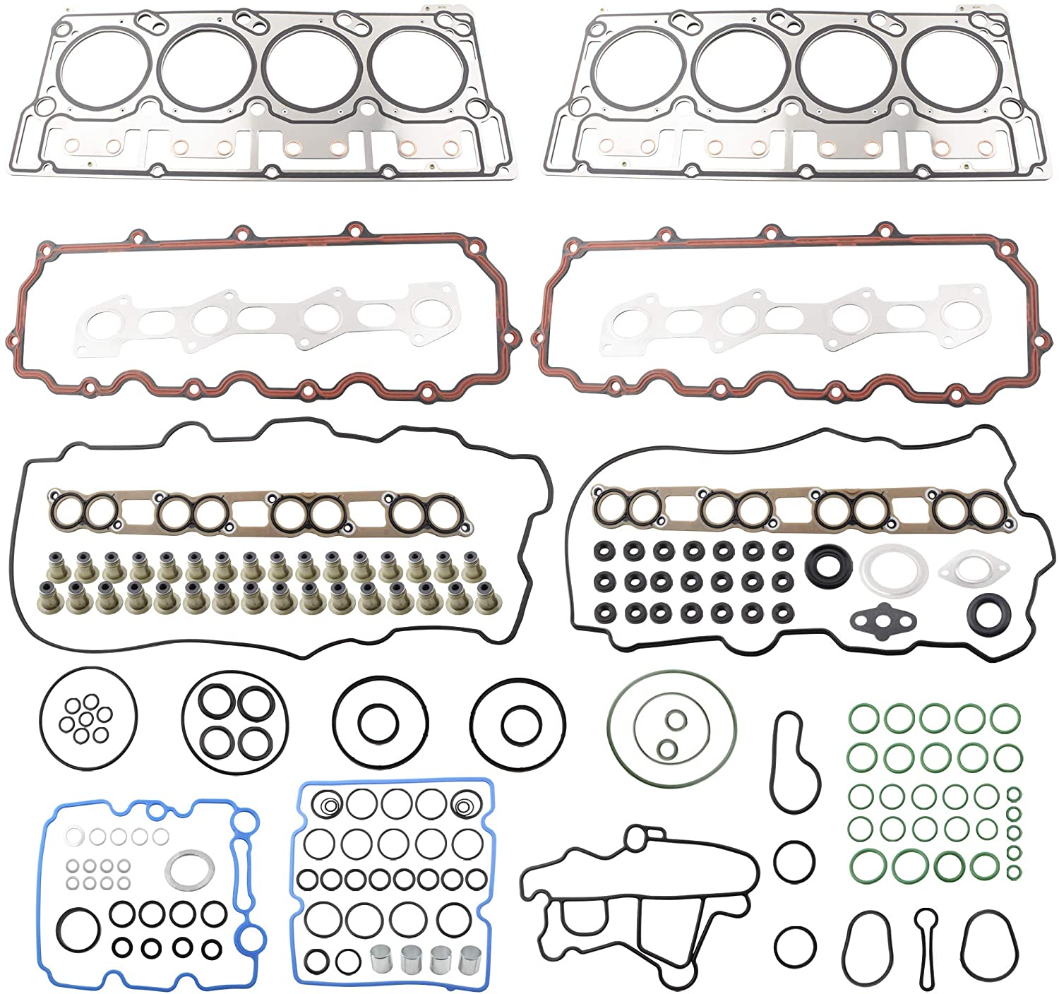 BOXI Cylinder Head Gasket Set Fit Select 2003-2010 Ford E-350 Club Wagon E-450 Super Duty F-250 F-350 F-450 Ford F-550 Super Duty Excursion 6.0L V8 DIESEL Turbocharged VIN CODE