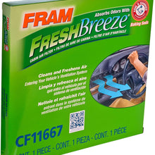 FRAM Fresh Breeze Cabin Air Filter Replacement for Car Passenger Compartment w/ Arm and Hammer Baking Soda, Easy Install, CF11182 for Select Acura and Honda Vehicles