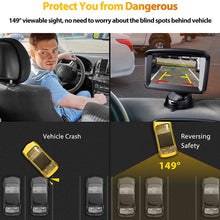 Wireless Backup Camera 5" Monitor, 720P HD License Plate Reverse Camera w/ Stable Signal for Rear View Car/Pickup/Semi Box Truck/Sedan/Rv/Van/Camper, Suitable Driving and Reversing, No Water-in