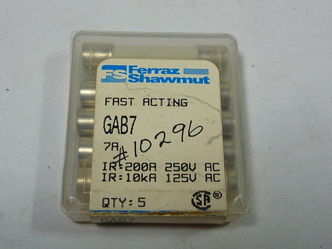 Ferraz Shawmut GAB7 Fast Acting Fuse 7A 250V Lot of 5