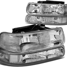 4Pcs Chrome Housing Clear Corner Headlight Bumper Light Lamp Replacement for Chevy Silverado Suburban Tahoe 99-02