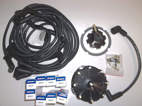 RPS Tune up kit for Mercruiser 5.0, 5.7, 7.4, 8.2 V8 Engines with Thunderbolt Ignition. Includes Spark Plug Wires, Distributor Cap/Rotor, and 8 MR43T Spark Plugs