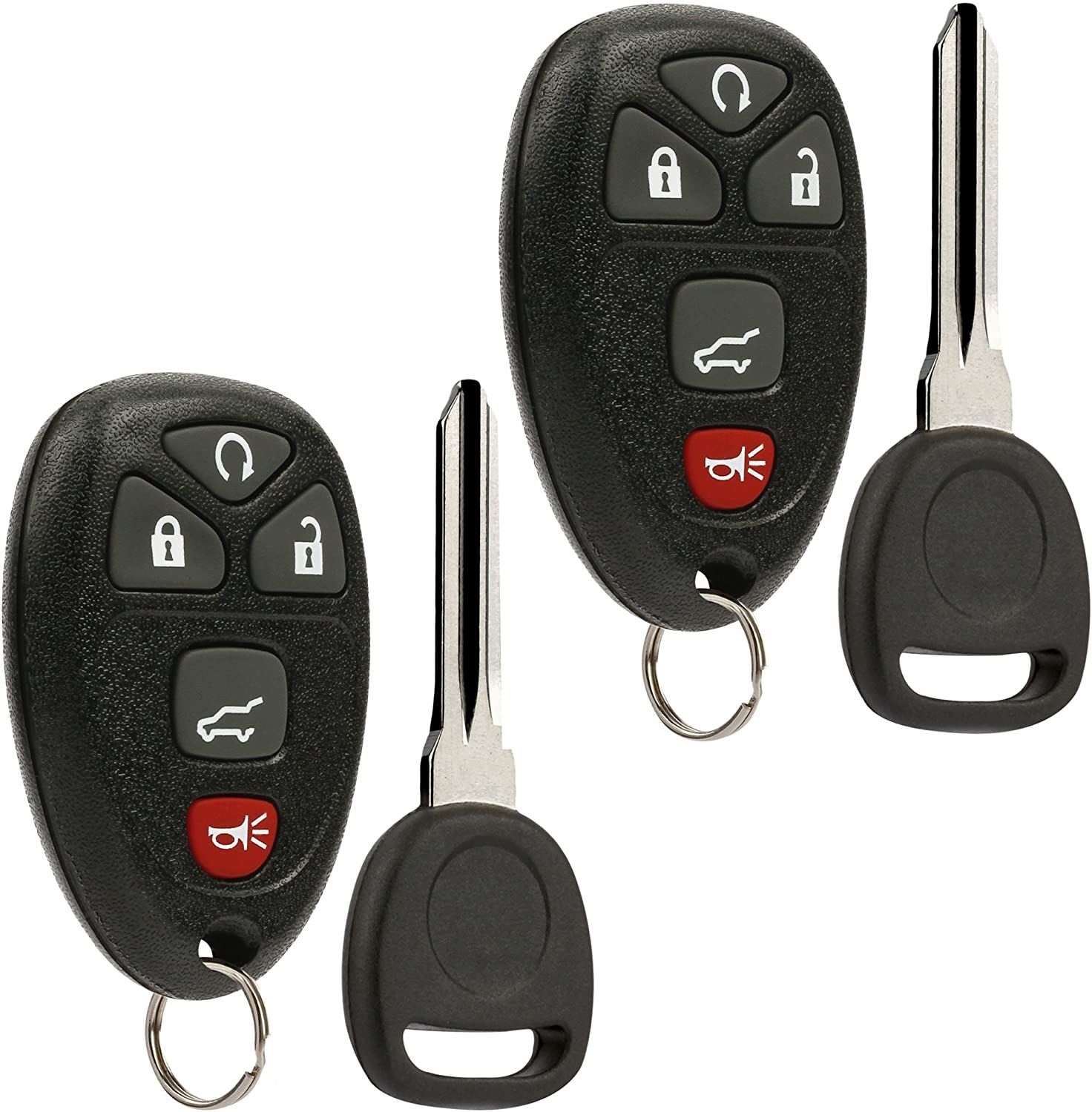 Car Key Fob Keyless Entry Remote with Ignition Key fits Chevy Silverado Avalanche Traverse/GMC Sierra Acadia/Pontiac Torrent/Suzuki XL-7, Set of 2
