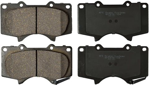 KFE KFE976-104 Ultra Quiet Advanced Premium Ceramic Brake Pad FRONT Set Compatible With: Toyota 4Runner, Tacoma 6 Lug 4 Piston Caliper, FJ Cruiser, Sequoia, Tundra; Lexus GX460, GX470