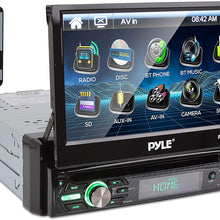 Pyle Single DIN Head Unit Receiver - In-Dash Car Stereo with 7” Multi-Color Touchscreen Display - Audio Video System with Bluetooth for Wireless Music Streaming & Hands-free Calling - PLTS78DUB, BLACK