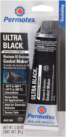 Permatex 82180 Ultra Black Maximum Oil Resistance RTV Silicone Gasket Maker, 3.35 oz. Tube