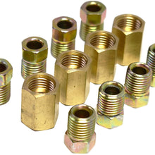A-Team Performance 12 Piece 3/8 Inch-24 Threads Brake Line Fittings Assortment for 3/16 Inch Tube (4 Unions, 8 Nuts)
