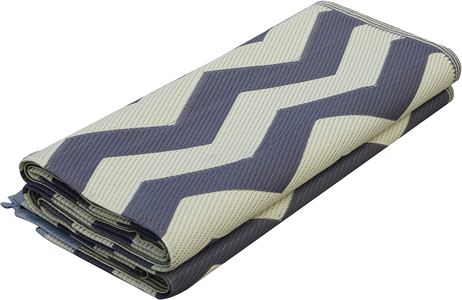 Rv Mat Patio Rug Chevron Pattern 9x12 Tan/Charcoal