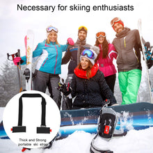 4 Packs Thick and Strong Ski Straps Black Ski Carrier Strap Adjustable Shoulder Carrier Lash Handle Straps with Cushioned Fastener Tape Strap Loop for Adults Kids