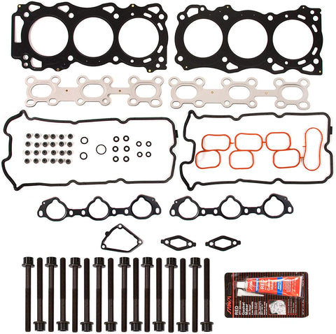 Evergreen HSHB3042 Head Gasket Set Head Bolts Fit 05-09 Nissan Xterra Frontier Suzuki 4.0 DOHC VQ40DE