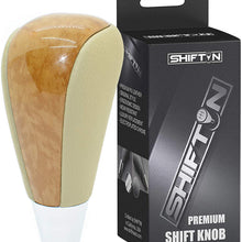 SHIFTIN Leather Wood Gear Shift Knob for Toyota Avalon Yaris 4Runner Land Cruiser Sienna Camry Solara Tacoma and Lexus ES300 ES330 GS300 GS400 GS430 (Tan Beige Leather)