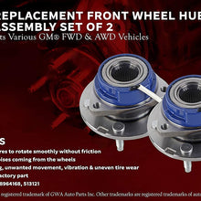 Front Wheel Hub Bearing Assembly Set of 2 - Compatible with Chevy, Buick, Cadillac, Oldsmobile & Pontiac - Impala, Monte Carlo, Century, Aztek, Grand Prix, Replaces 513121, 12429203, 88964168 - ABS