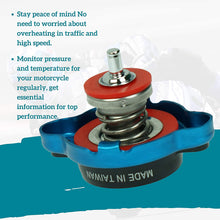 AiCooler Radiator High-Pressure Temperature Gauge Cap for select BETA, HUSABERG, HUSQVARNA, most KTM(19XX-2016), Husqvarna, and Western Motorcycles 1.8Kg/cm2 (25.6PSI) Model: MW1 Blue