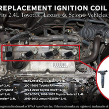 Ignition Coil Pack Set of 4 - Compatible with Toyota, Scion & Lexus Vehicles - Camry, Corolla, Solara, tC, xB, HS250h and more 2.0L, 2.4L models- Replaces 90919-02244, UF333 - Year Models 2001-2012